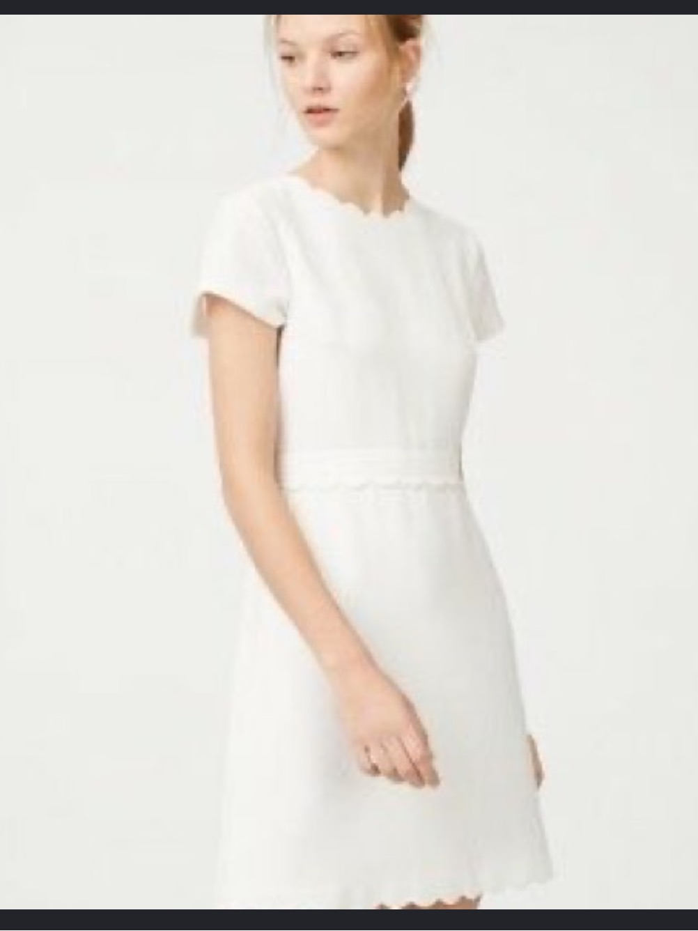 Club Monaco White Scalloped Sheath Mini Dress